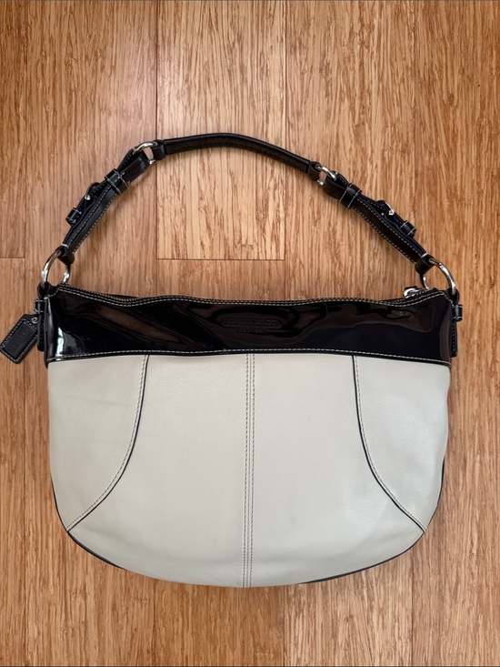 Coach Handbags - Coach Leather Shoulder Bag in Cream and Black